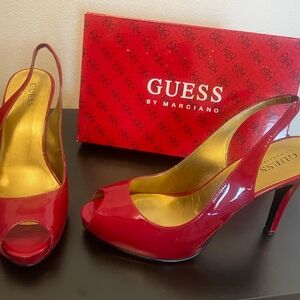 Macy's Glossy Red Slingback Heels